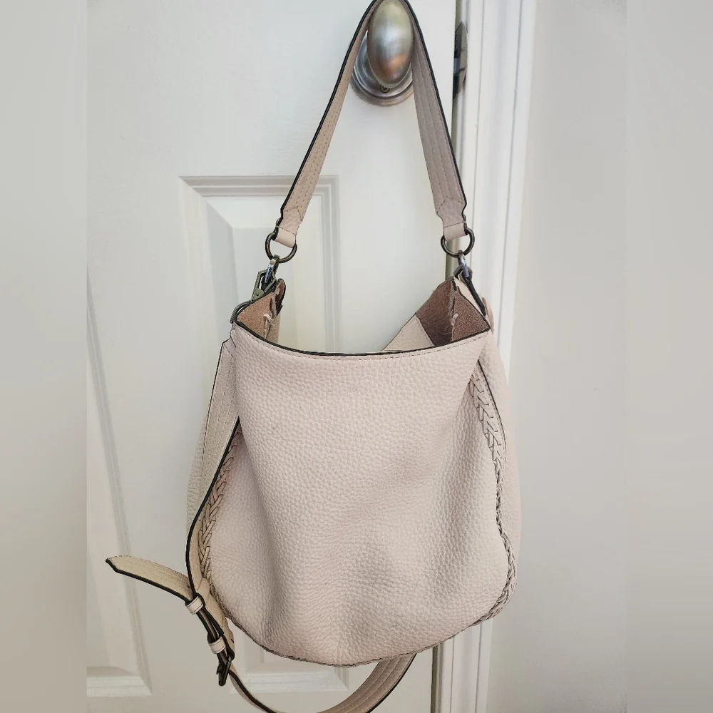 Rebecca Minkoff Unlined Whipstitch Leather Hobo Bag, Soft Blush - Picture 3 of 16